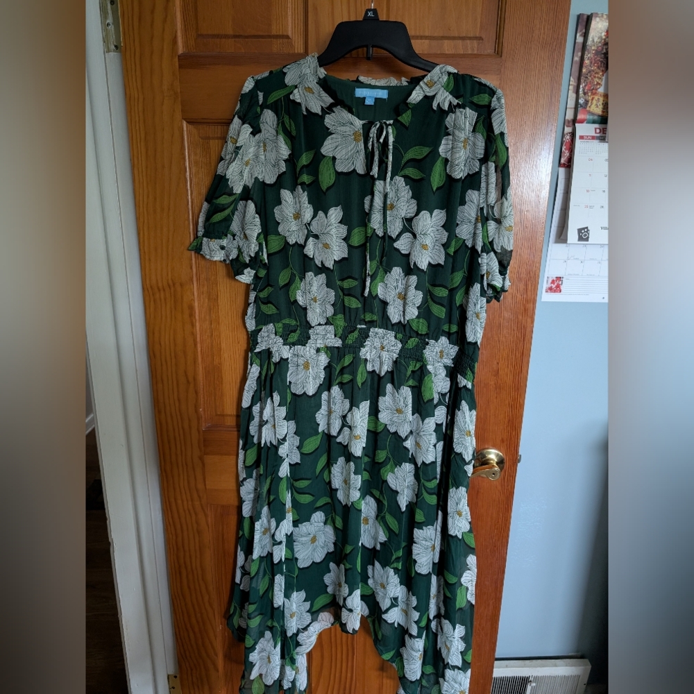 Draper James Dark Green Floral Maxi Dress